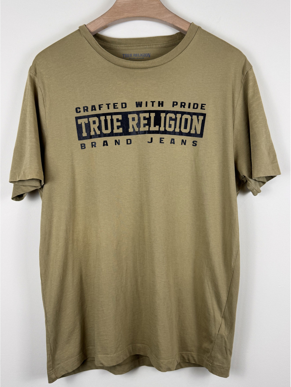 True Religion Crafted With Pride Graphic T-Shirt Olive Green XL Cotton Y2K Logo